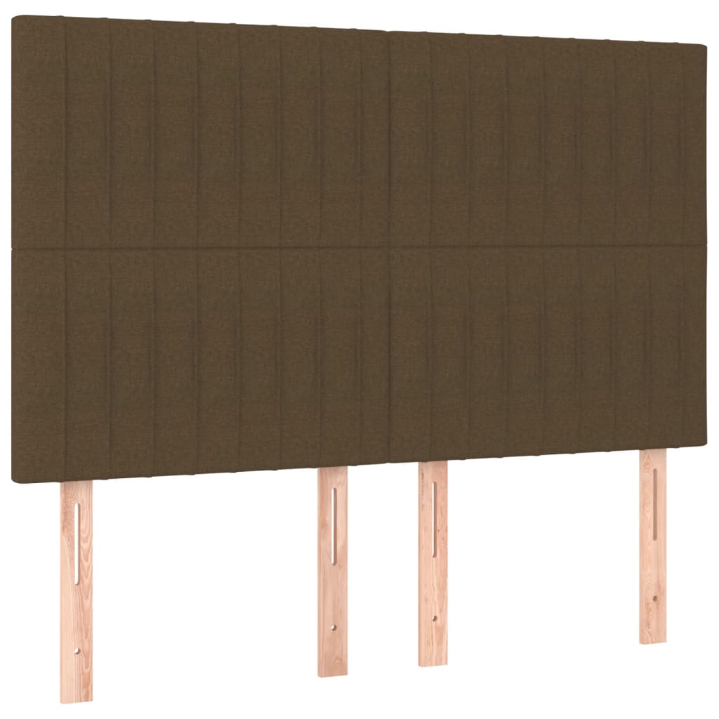 vidaXL Tăblie de pat cu LED, maro închis, 144x5x118/128 cm, textil vidaXL Tăblie de pat cu LED, maro închis, 144x5x118/128 cm, textil