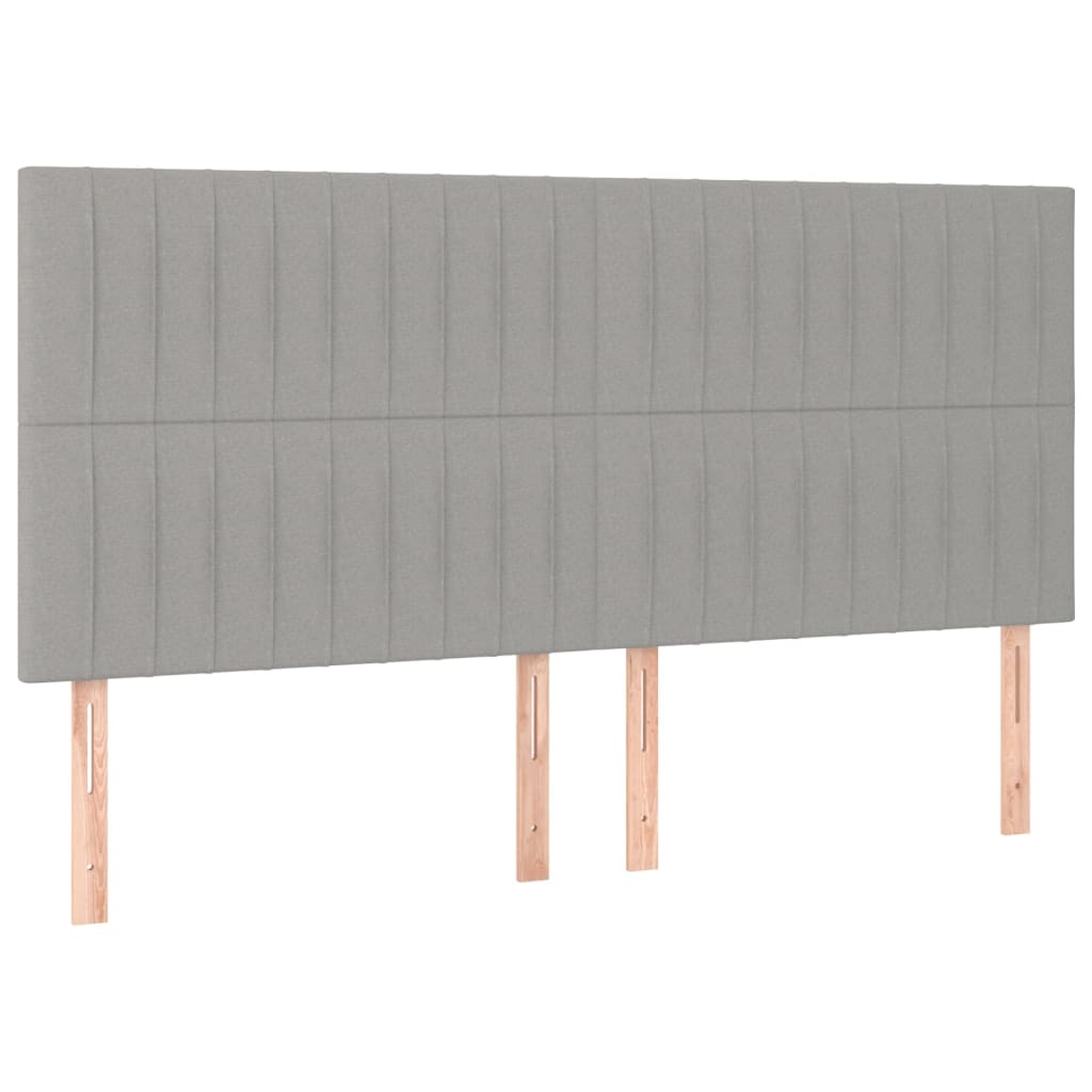 vidaXL Tăblie de pat cu LED, gri deschis, 180x5x118/128 cm, textil vidaXL Tăblie de pat cu LED, gri deschis, 180x5x118/128 cm, textil