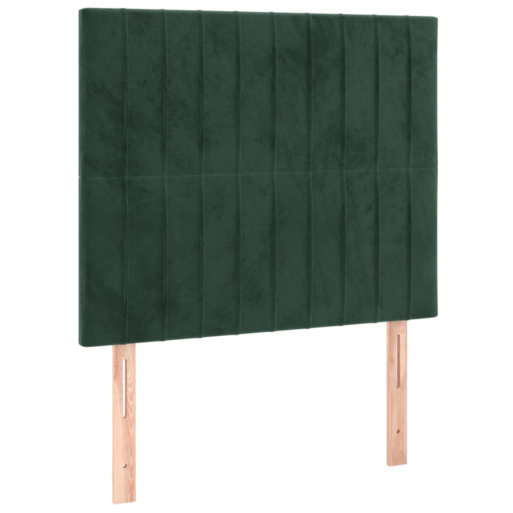vidaXL Tăblie de pat cu LED, verde închis, 80x5x118/128 cm, catifea vidaXL Tăblie de pat cu LED, verde închis, 80x5x118/128 cm, catifea