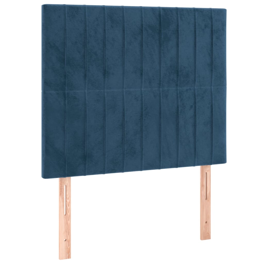 vidaXL Tăblie de pat cu LED, albastru închis, 80x5x118/128cm, catifea