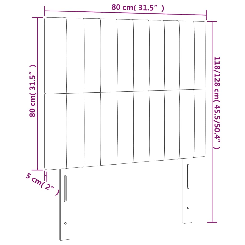 vidaXL Tăblie de pat cu LED, albastru închis, 80x5x118/128cm, catifea