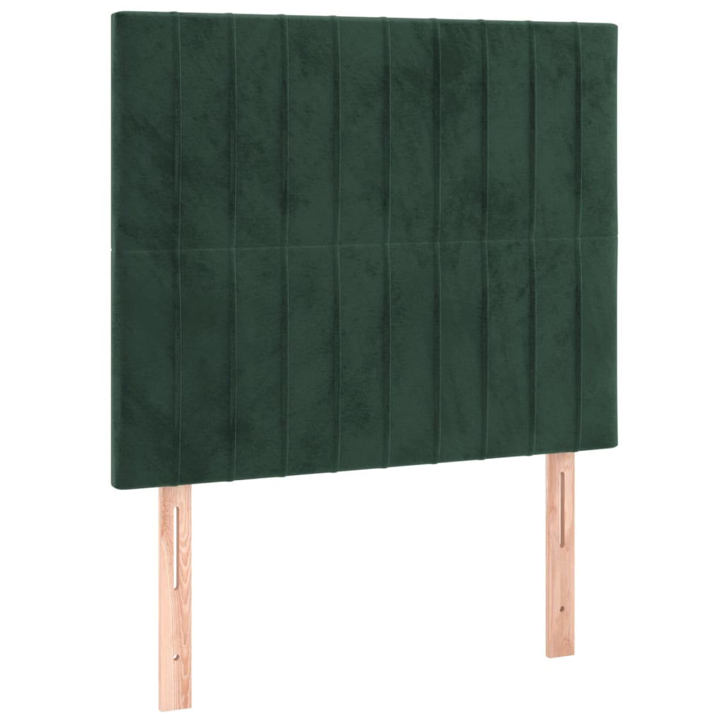 vidaXL Tăblie de pat cu LED, verde închis, 90x5x118/128 cm, catifea vidaXL Tăblie de pat cu LED, verde închis, 90x5x118/128 cm, catifea