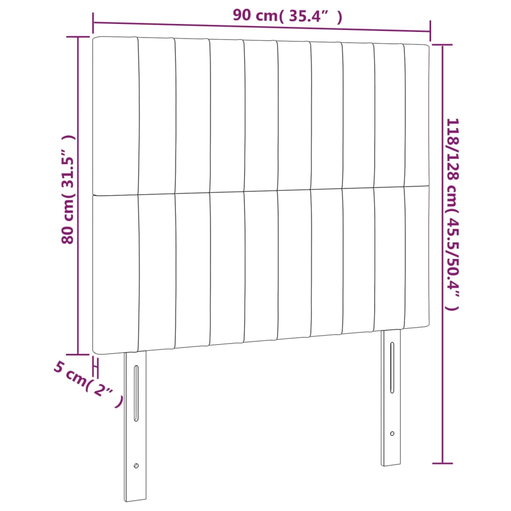 vidaXL Tăblie de pat cu LED, albastru închis, 90x5x118/128 cm, catifea