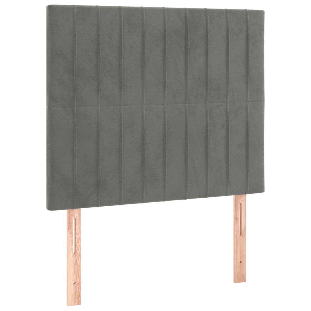 vidaXL Tăblie de pat cu LED, gri deschis, 100x5x118/128 cm, catifea vidaXL Tăblie de pat cu LED, gri deschis, 100x5x118/128 cm, catifea