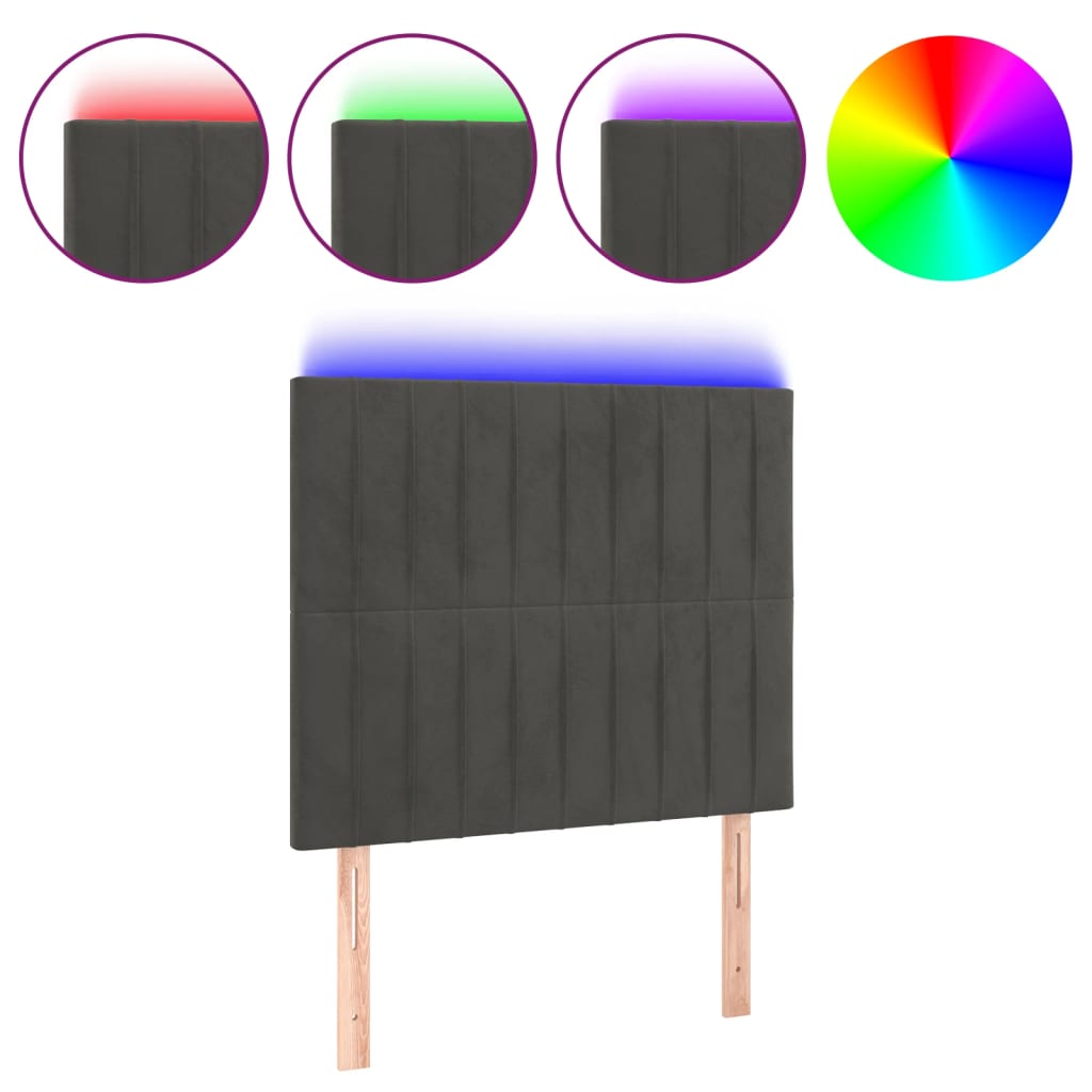 vidaXL Tăblie de pat cu LED, gri închis, 100x5x118/128 cm, textil vidaXL Tăblie de pat cu LED, gri închis, 100x5x118/128 cm, textil