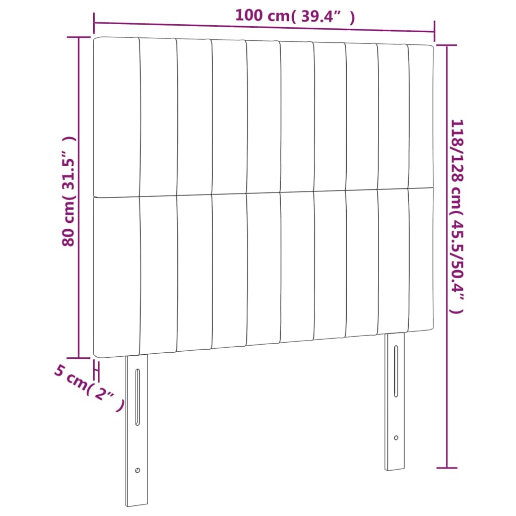 vidaXL Tăblie de pat cu LED, albastru închis, 100x5x118/128cm, catifea vidaXL Tăblie de pat cu LED, albastru închis, 100x5x118/128cm, catifea