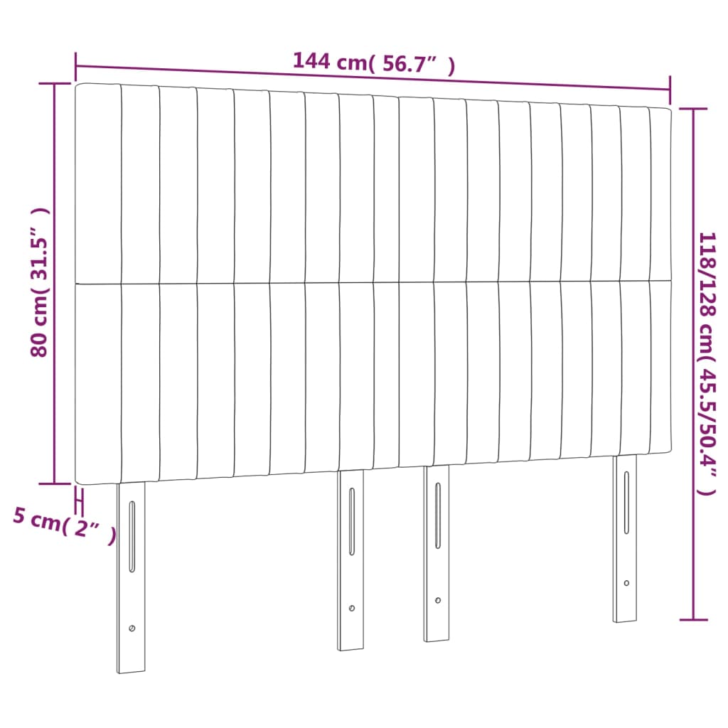 vidaXL Tăblie de pat cu LED, albastru închis, 144x5x118/128cm, catifea