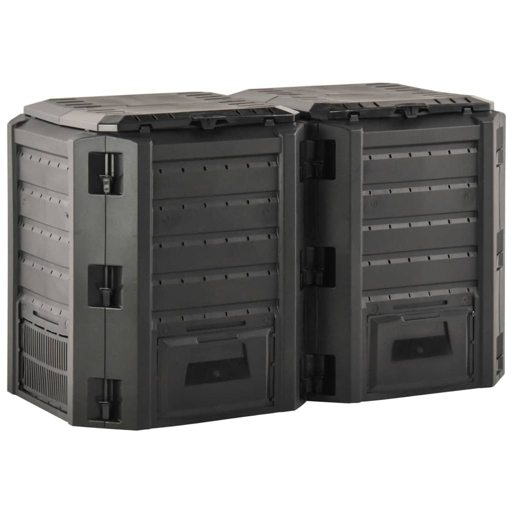 vidaXL Compostor de grădină, negru, 800 L vidaXL Compostor de grădină, negru, 800 L