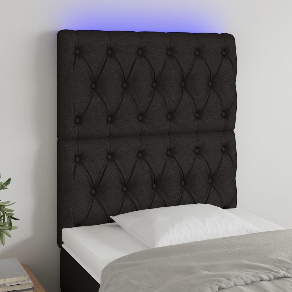vidaXL Tăblie de pat cu LED, negru, 80x7x118/128 cm, textil vidaXL Tăblie de pat cu LED, negru, 80x7x118/128 cm, textil