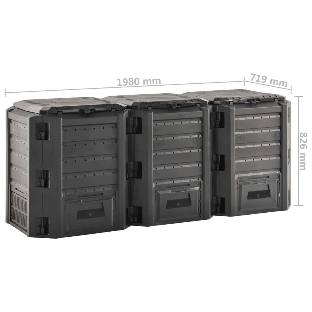 vidaXL Compostor de grădină, negru, 1200 L vidaXL Compostor de grădină, negru, 1200 L