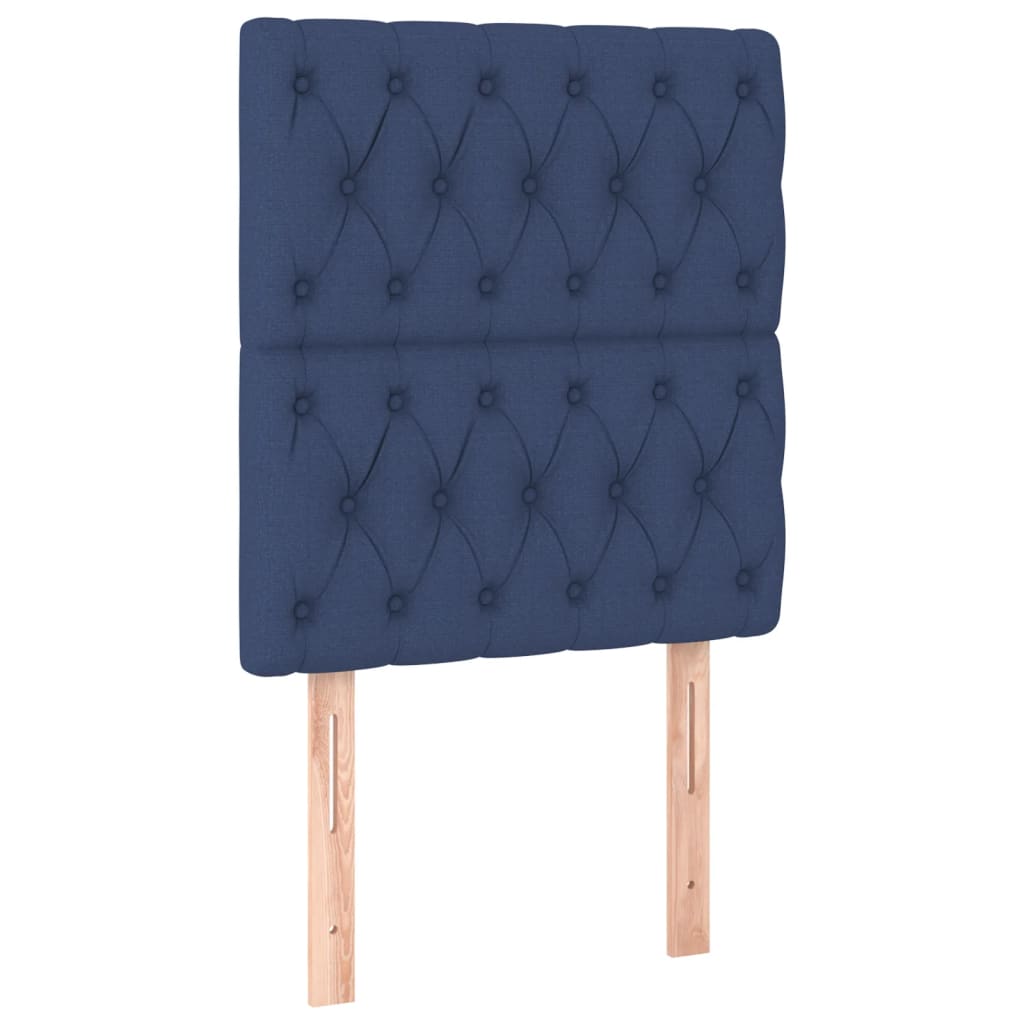 vidaXL Tăblie de pat cu LED, albastru, 80x7x118/128 cm, textil
