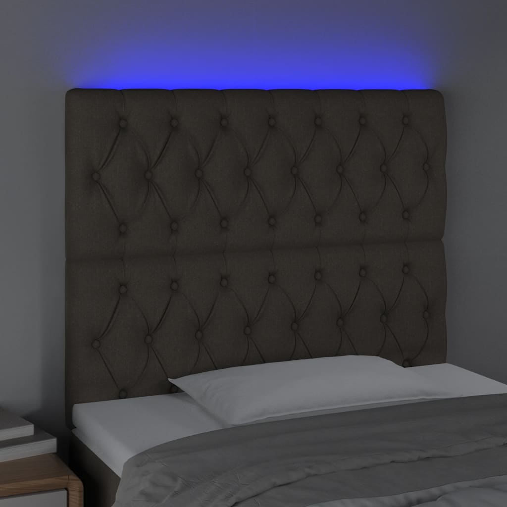vidaXL Tăblie de pat cu LED, gri taupe, 90x7x118/128 cm, textil vidaXL Tăblie de pat cu LED, gri taupe, 90x7x118/128 cm, textil
