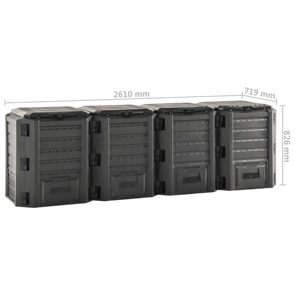 vidaXL Compostor de grădină, negru, 1600 L vidaXL Compostor de grădină, negru, 1600 L