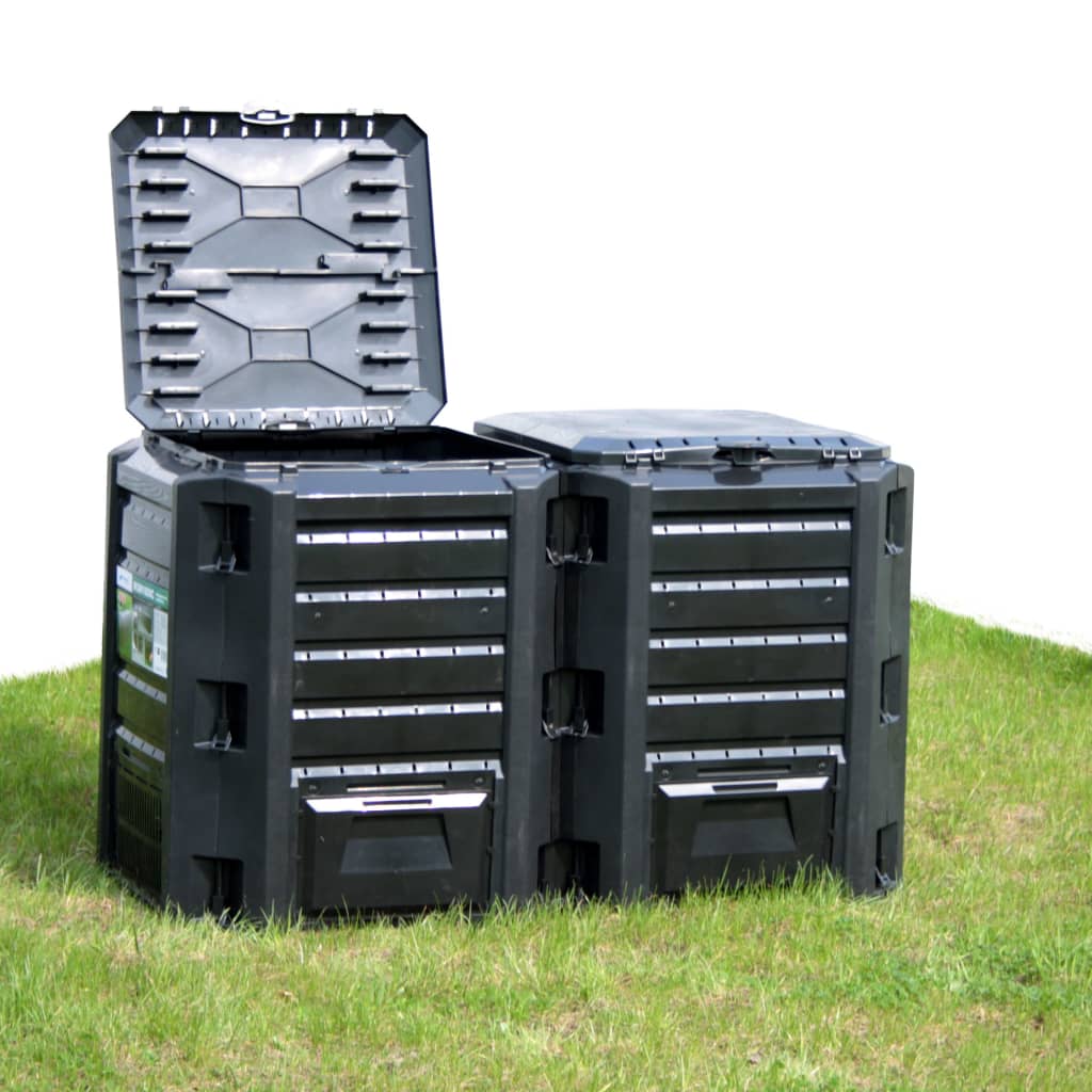 vidaXL Compostor de grădină, negru, 1600 L vidaXL Compostor de grădină, negru, 1600 L