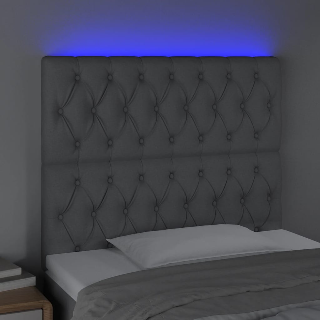 vidaXL Tăblie de pat cu LED, gri deschis, 100x7x118/128 cm, textil vidaXL Tăblie de pat cu LED, gri deschis, 100x7x118/128 cm, textil