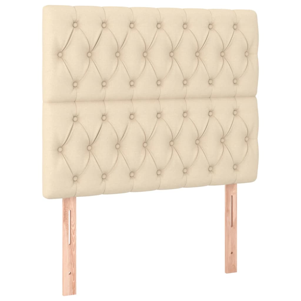 vidaXL Tăblie de pat cu LED, crem, 100x7x118/128 cm, textil