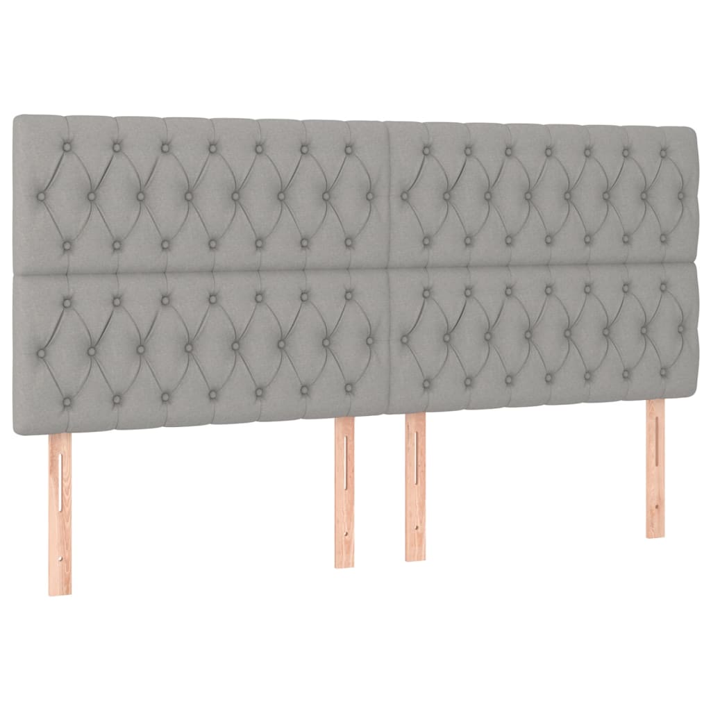 vidaXL Tăblie de pat cu LED, gri deschis, 200x7x118/128 cm, textil vidaXL Tăblie de pat cu LED, gri deschis, 200x7x118/128 cm, textil