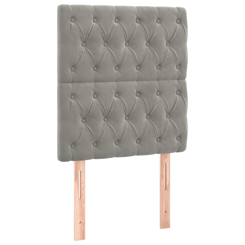 vidaXL Tăblie de pat cu LED, gri deschis, 80x7x118/128 cm, catifea vidaXL Tăblie de pat cu LED, gri deschis, 80x7x118/128 cm, catifea
