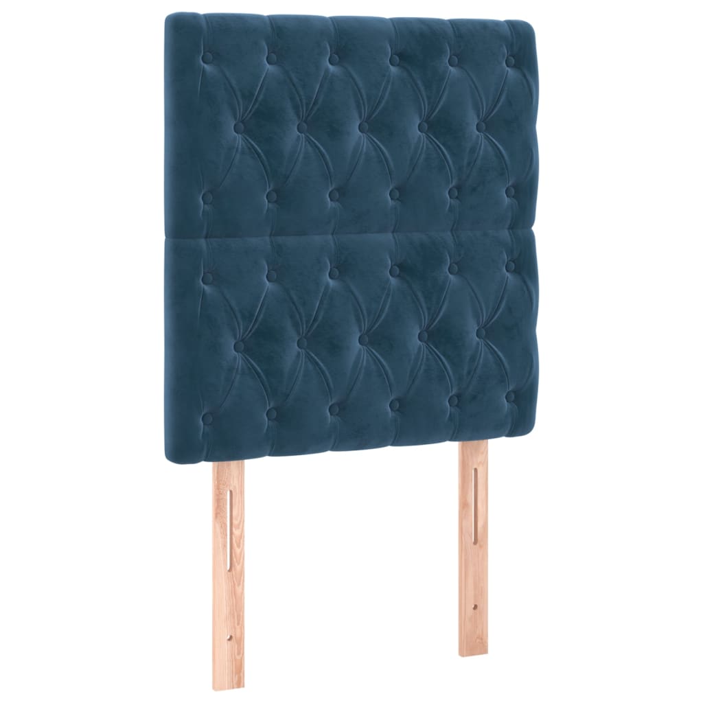 vidaXL Tăblie de pat cu LED, albastru închis, 80x7x118/128cm, catifea