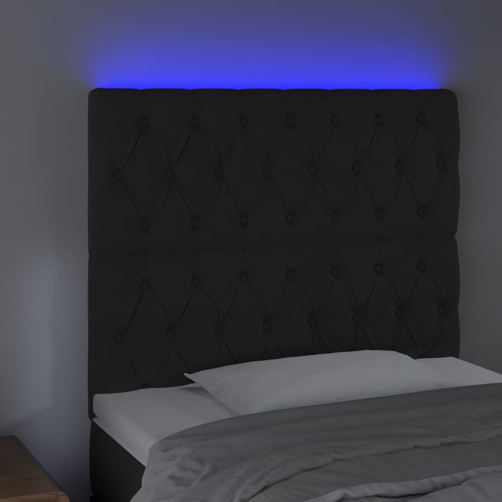 vidaXL Tăblie de pat cu LED, negru, 90x7x118/128 cm, catifea