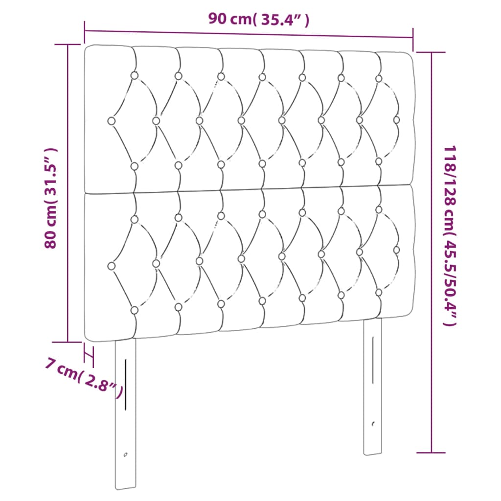 vidaXL Tăblie de pat cu LED, albastru închis, 90x7x118/128cm, catifea
