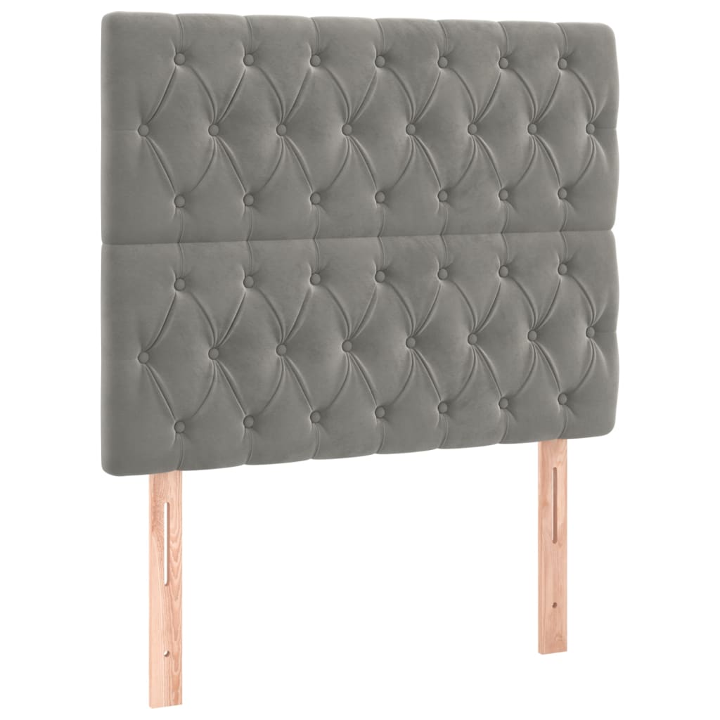 vidaXL Tăblie de pat cu LED, gri deschis, 100x7x118/128 cm, catifea vidaXL Tăblie de pat cu LED, gri deschis, 100x7x118/128 cm, catifea