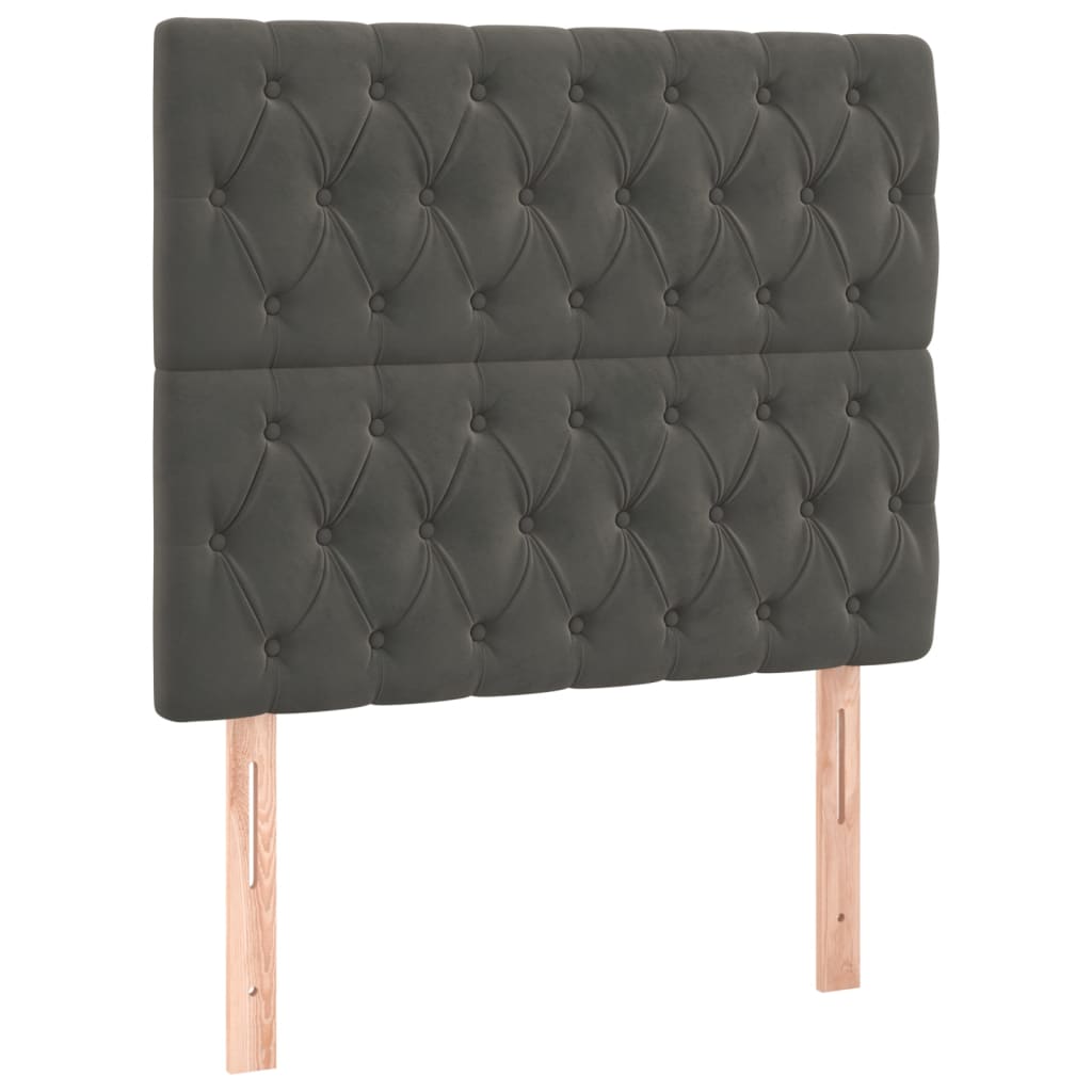 vidaXL Tăblie de pat cu LED, gri închis, 100x7x118/128 cm, textil vidaXL Tăblie de pat cu LED, gri închis, 100x7x118/128 cm, textil