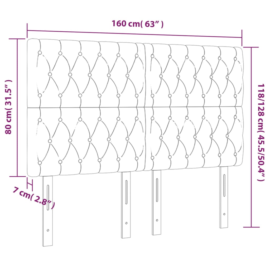 vidaXL Tăblie de pat cu LED, albastru închis, 160x7x118/128cm, catifea