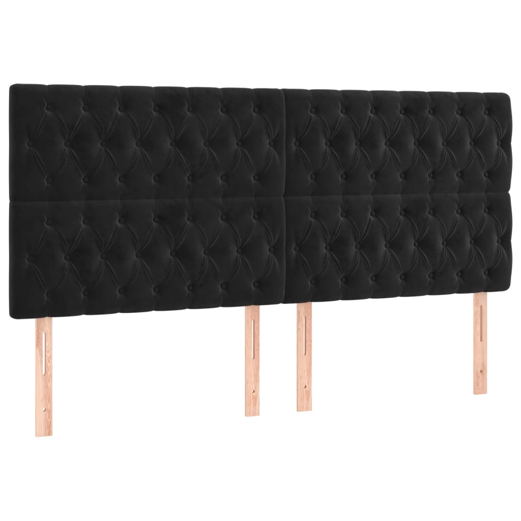 vidaXL Tăblie de pat cu LED, negru, 200x7x118/128 cm, catifea