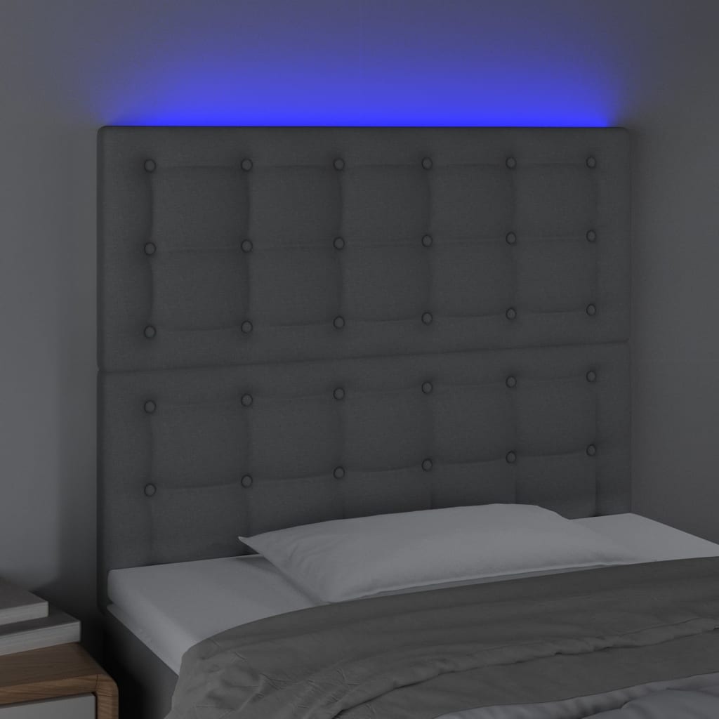 vidaXL Tăblie de pat cu LED, gri deschis, 80x5x118/128 cm, textil vidaXL Tăblie de pat cu LED, gri deschis, 80x5x118/128 cm, textil