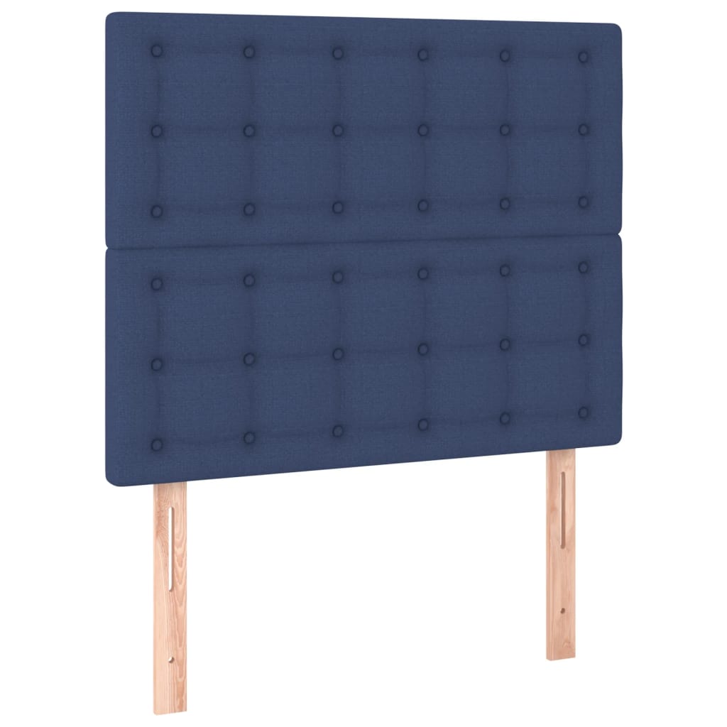 vidaXL Tăblie de pat cu LED, albastru, 80x5x118/128 cm, textil