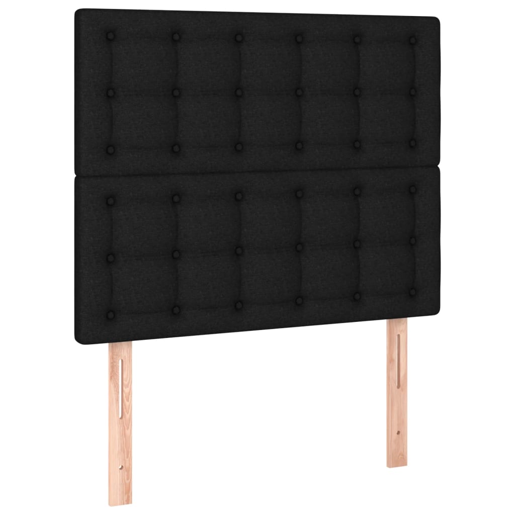 vidaXL Tăblie de pat cu LED, negru, 90x5x118/128 cm, textil