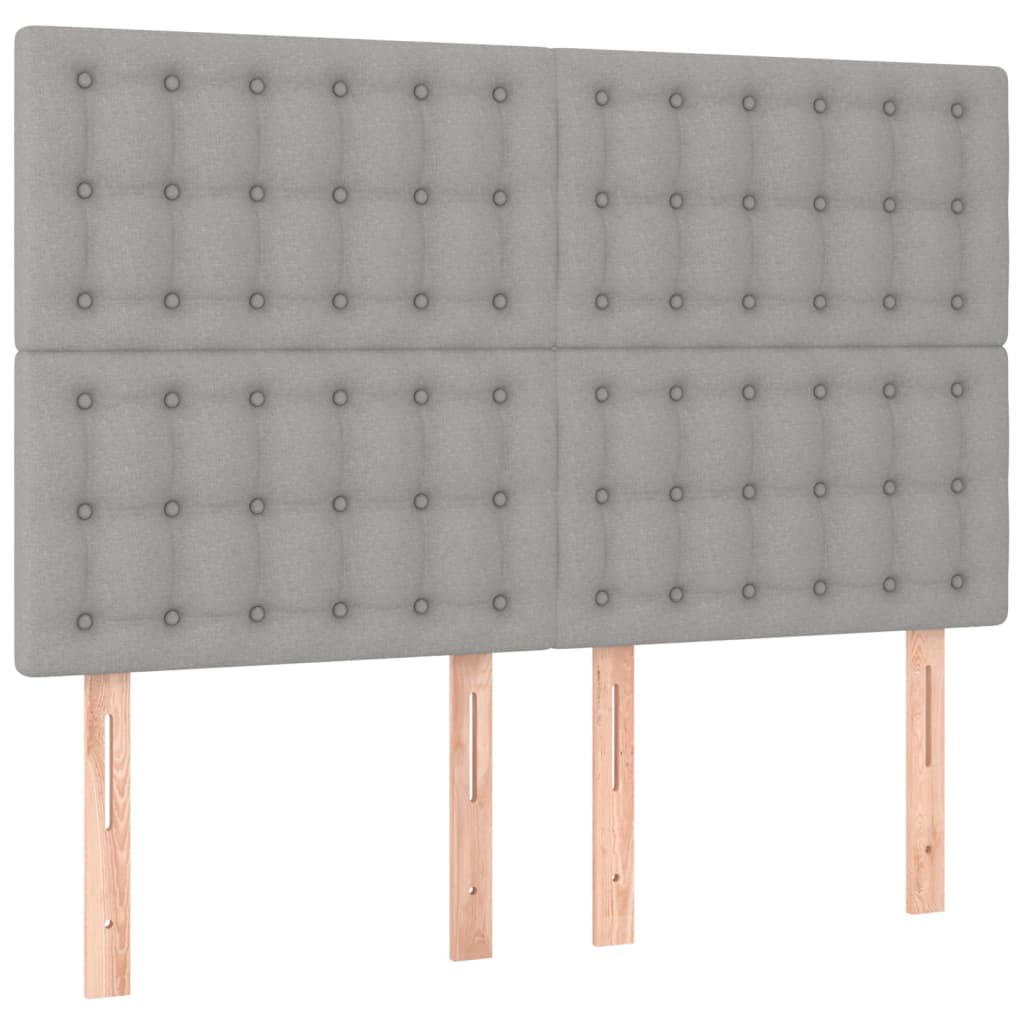 vidaXL Tăblie de pat cu LED, gri deschis, 144x5x118/128 cm, textil vidaXL Tăblie de pat cu LED, gri deschis, 144x5x118/128 cm, textil