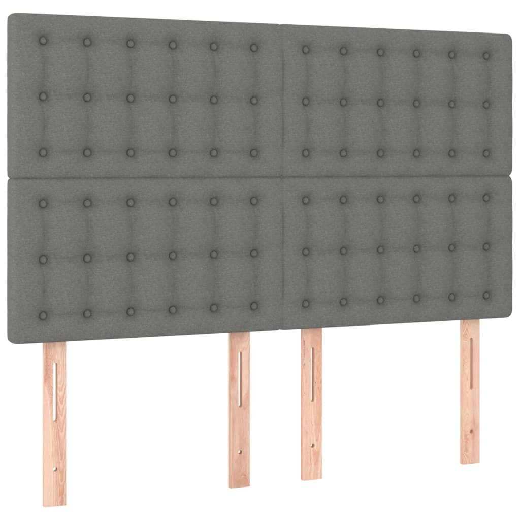 vidaXL Tăblie de pat cu LED, gri închis, 144x5x118/128 cm, textil vidaXL Tăblie de pat cu LED, gri închis, 144x5x118/128 cm, textil