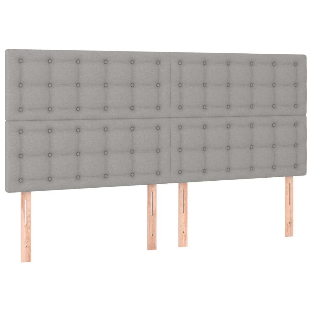 vidaXL Tăblie de pat cu LED, gri deschis, 180x5x118/128 cm, textil vidaXL Tăblie de pat cu LED, gri deschis, 180x5x118/128 cm, textil