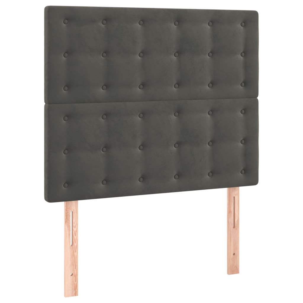 vidaXL Tăblie de pat cu LED, gri închis, 80x5x118/128 cm, catifea
