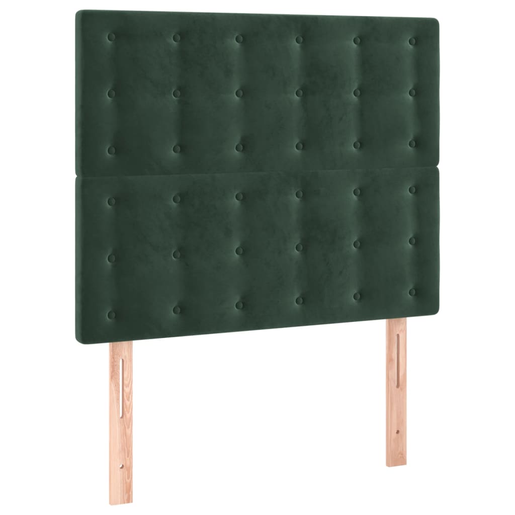 vidaXL Tăblie de pat cu LED, verde închis, 80x5x118/128 cm, catifea vidaXL Tăblie de pat cu LED, verde închis, 80x5x118/128 cm, catifea