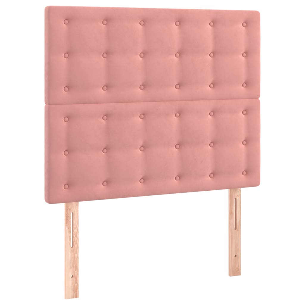 vidaXL Tăblie de pat cu LED, roz, 80x5x118/128 cm, catifea