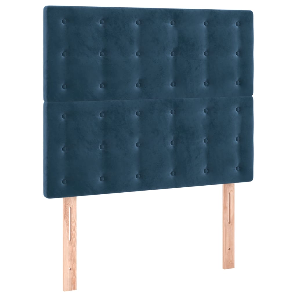 vidaXL Tăblie de pat cu LED Albastru închis 90x5x118/128 cm catifea vidaXL Tăblie de pat cu LED Albastru închis 90x5x118/128 cm catifea