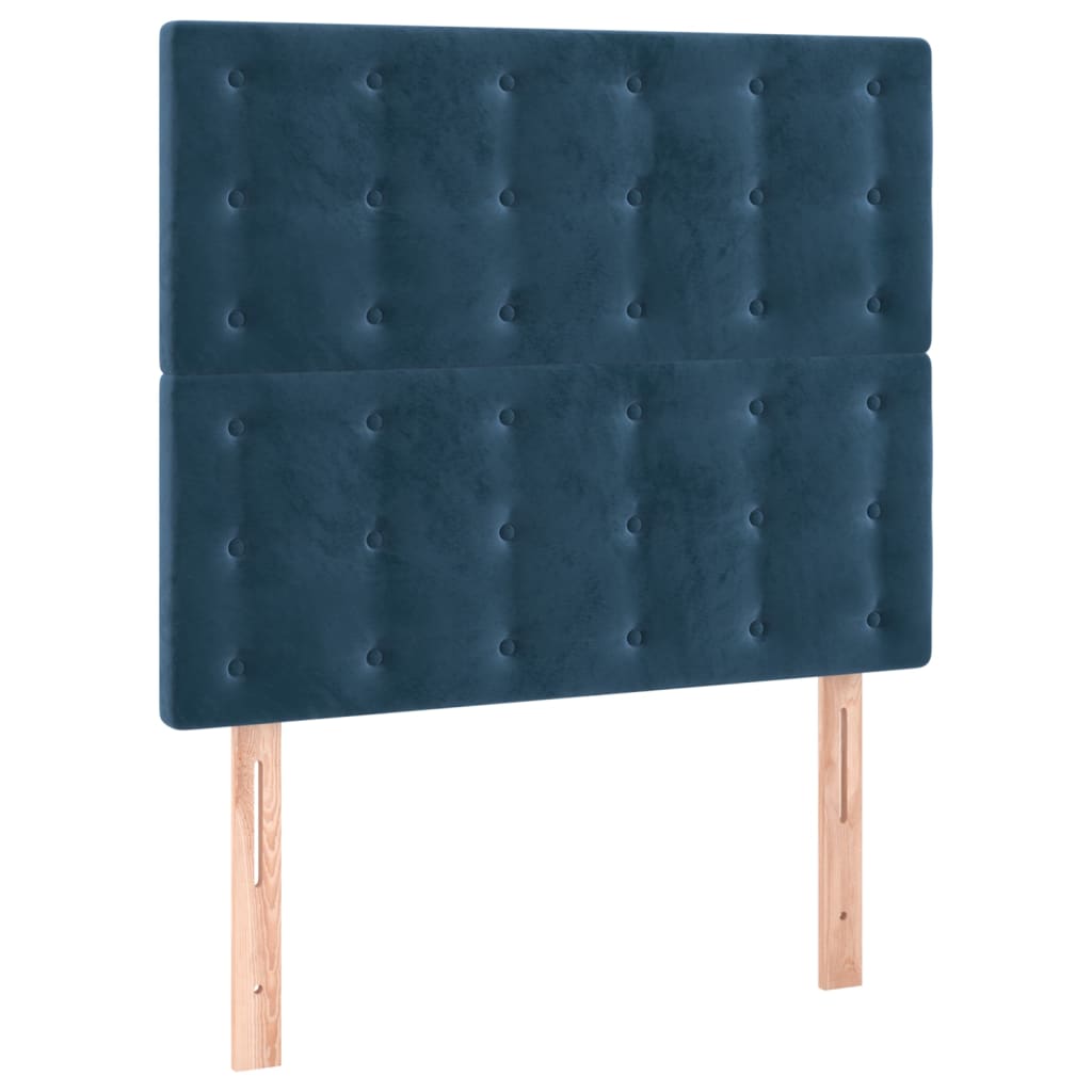 vidaXL Tăblie de pat cu LED, albastru închis, 100x5x118/128cm, catifea