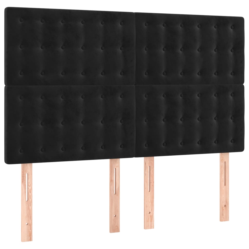 vidaXL Tăblie de pat cu LED, negru, 144x5x118/128 cm, catifea vidaXL Tăblie de pat cu LED, negru, 144x5x118/128 cm, catifea