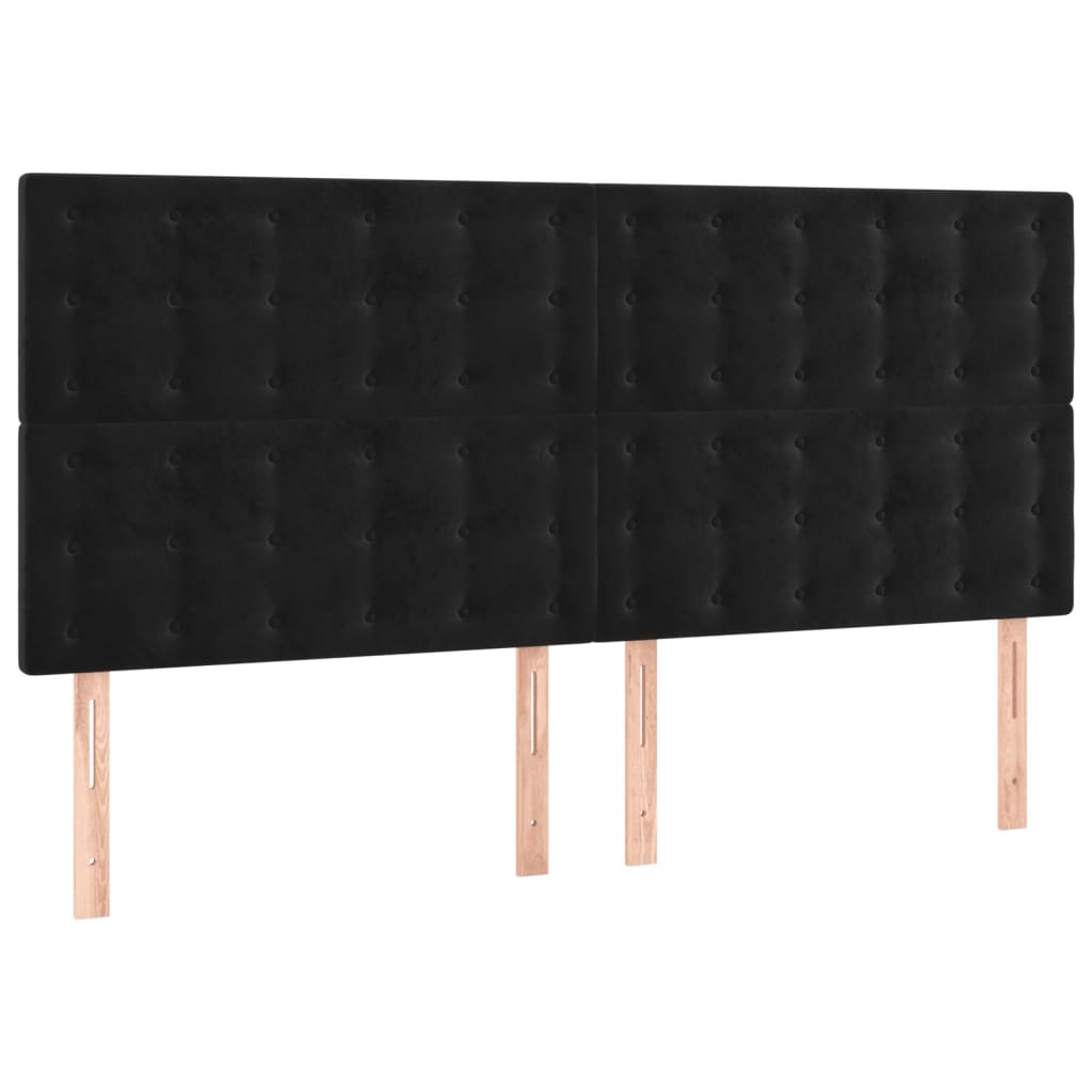 vidaXL Tăblie de pat cu LED, negru, 160x5x118/128 cm, catifea vidaXL Tăblie de pat cu LED, negru, 160x5x118/128 cm, catifea