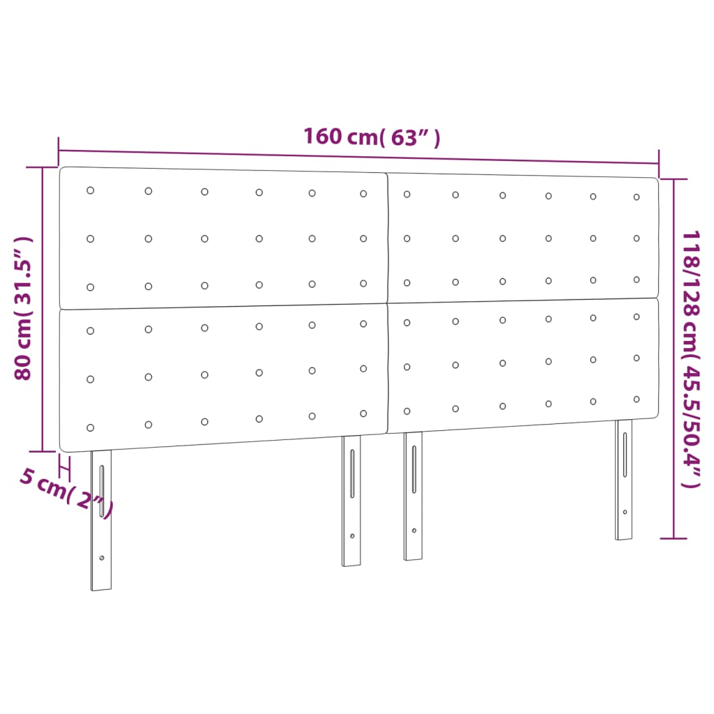 vidaXL Tăblie de pat cu LED, albastru închis, 160x5x118/128cm, catifea