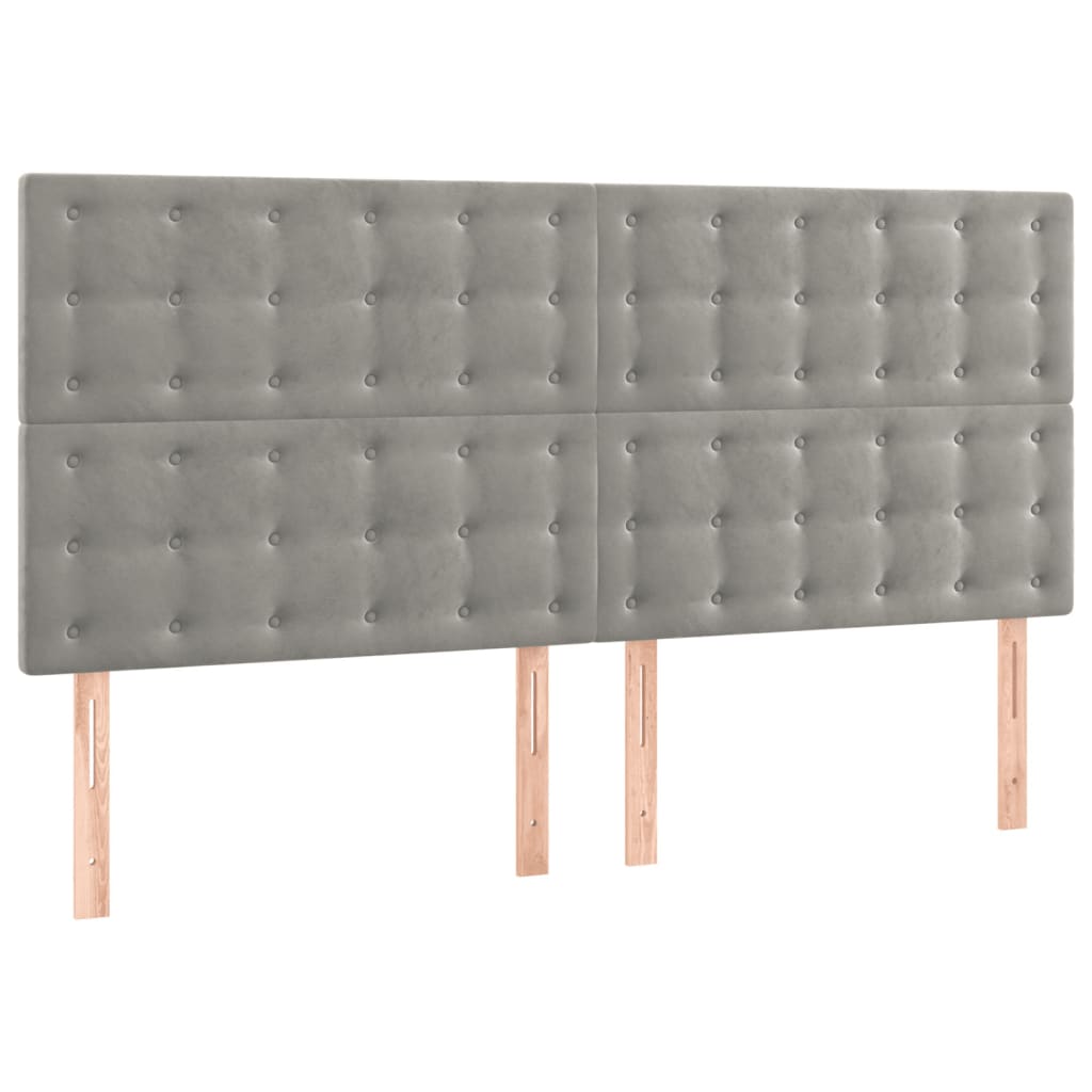 vidaXL Tăblie de pat cu LED, gri deschis, 180x5x118/128 cm, catifea vidaXL Tăblie de pat cu LED, gri deschis, 180x5x118/128 cm, catifea