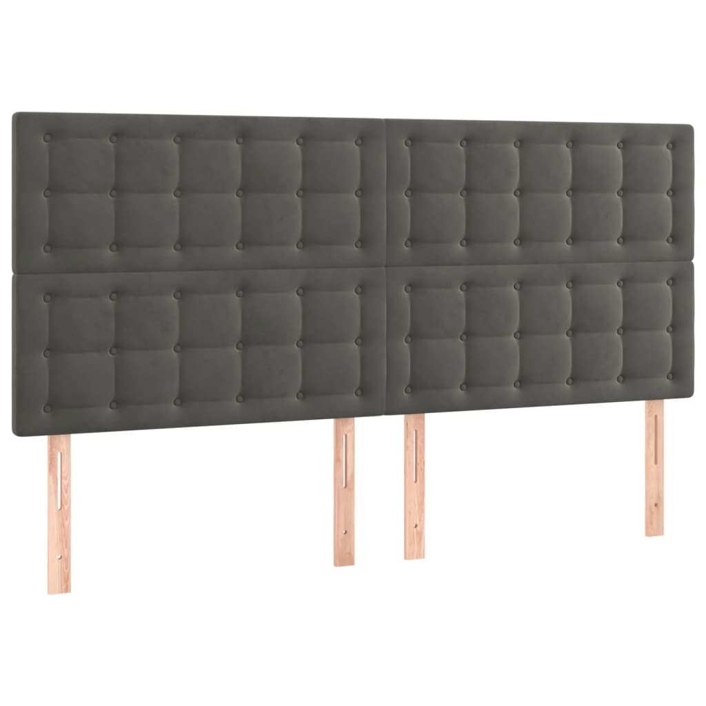 vidaXL Tăblie de pat cu LED, gri închis, 180x5x118/128 cm, catifea vidaXL Tăblie de pat cu LED, gri închis, 180x5x118/128 cm, catifea