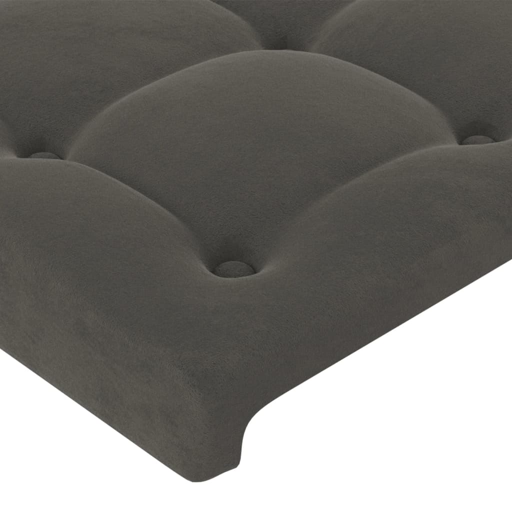 vidaXL Tăblie de pat cu LED, gri închis, 180x5x118/128 cm, catifea vidaXL Tăblie de pat cu LED, gri închis, 180x5x118/128 cm, catifea