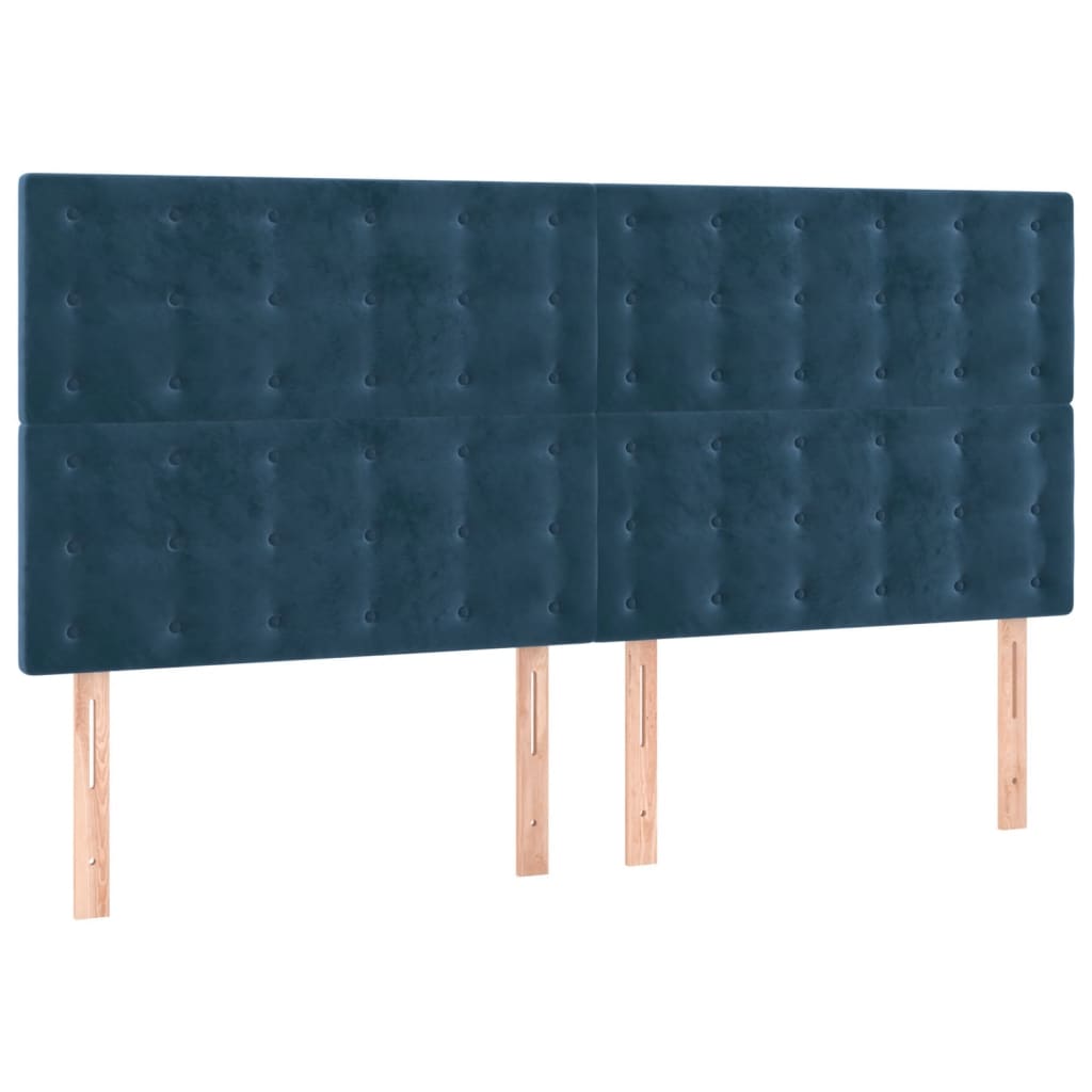 vidaXL Tăblie de pat cu LED, albastru închis, 180x5x118/128cm, catifea