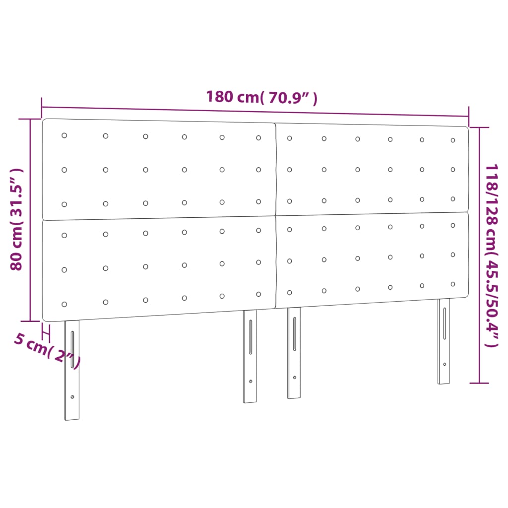 vidaXL Tăblie de pat cu LED, albastru închis, 180x5x118/128cm, catifea