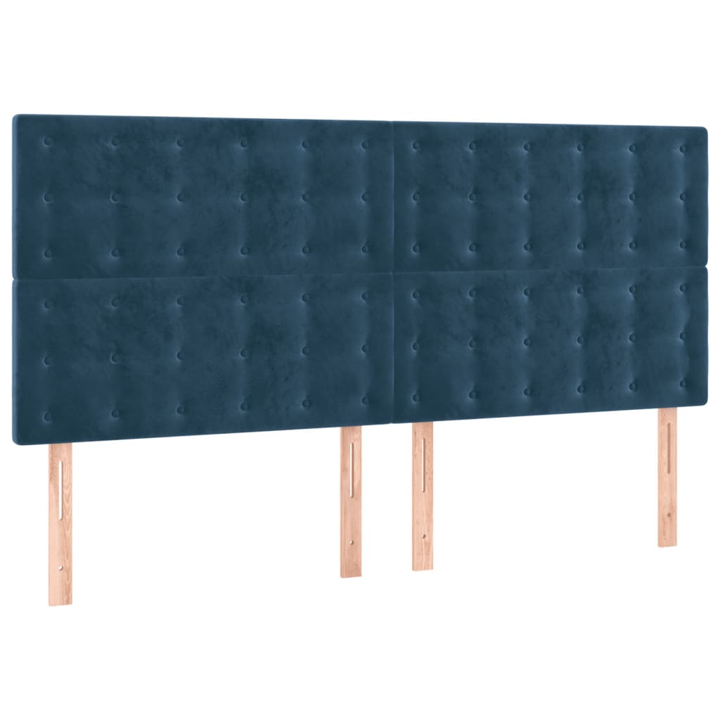 vidaXL Tăblie de pat cu LED, albastru închis, 200x5x118/128cm catifea