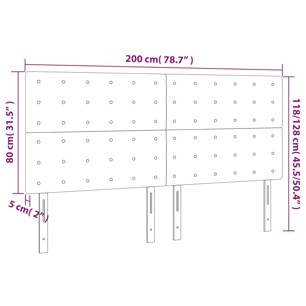 vidaXL Tăblie de pat cu LED, albastru închis, 200x5x118/128cm catifea
